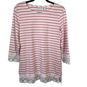 D&Co Striped Too With Lace Accents Size XS